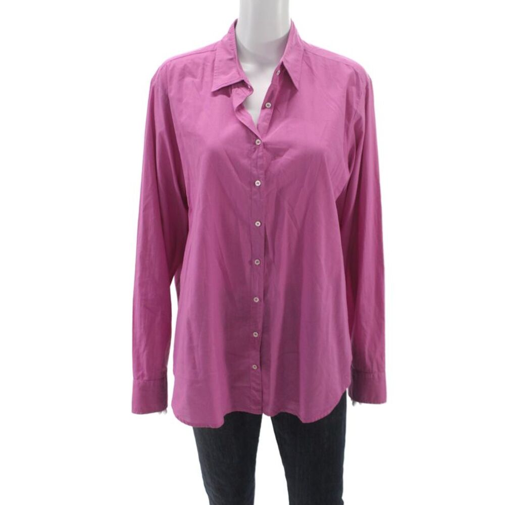Xirena Womens Pink Collared Long Sleeve Pima Cotton Button-Up Basic Size M
